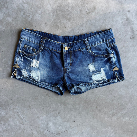 Y2K Women’s No ID Distressed Blue Denim Shorts