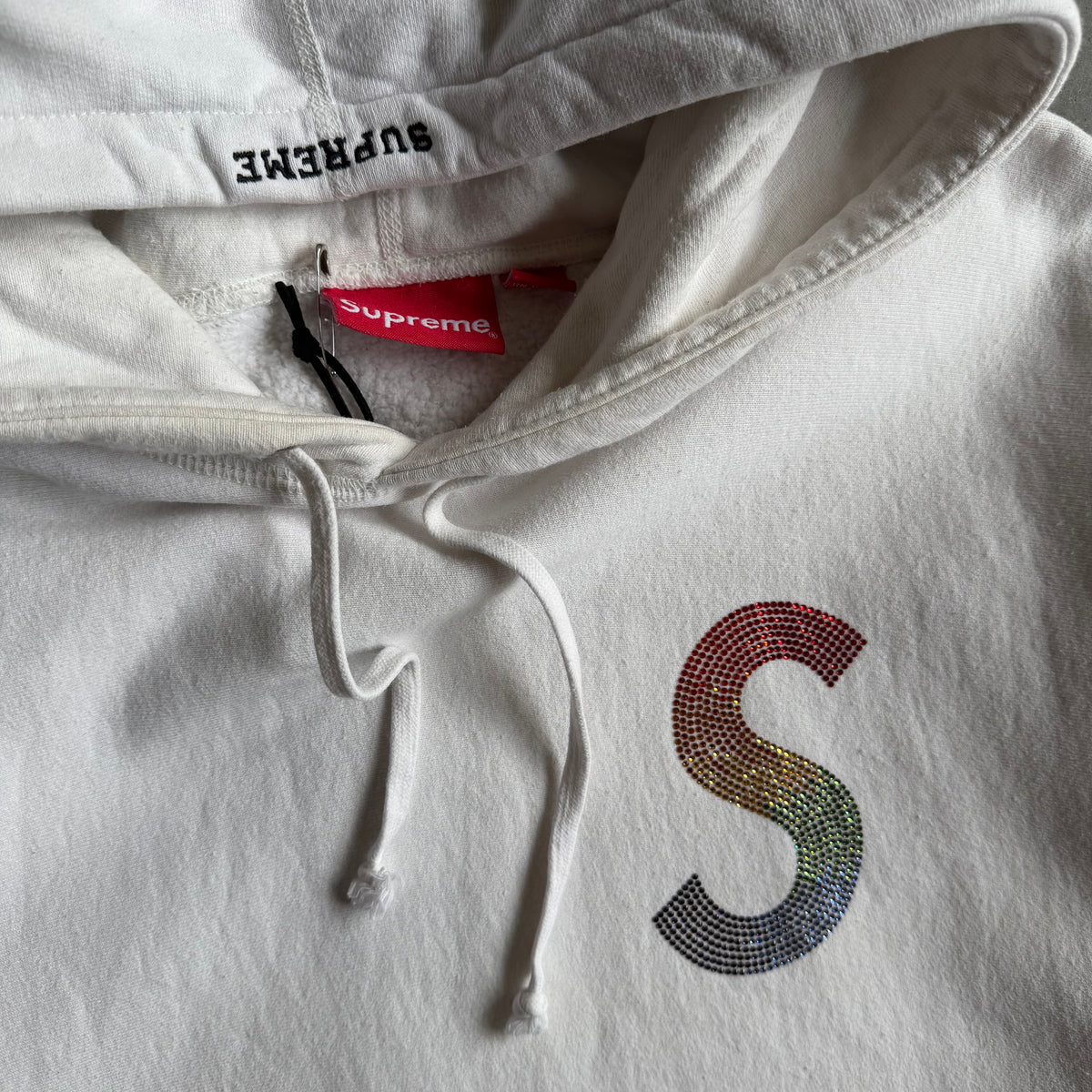 Supreme SS21 Swarovski ‘S’ Logo Hoodie White