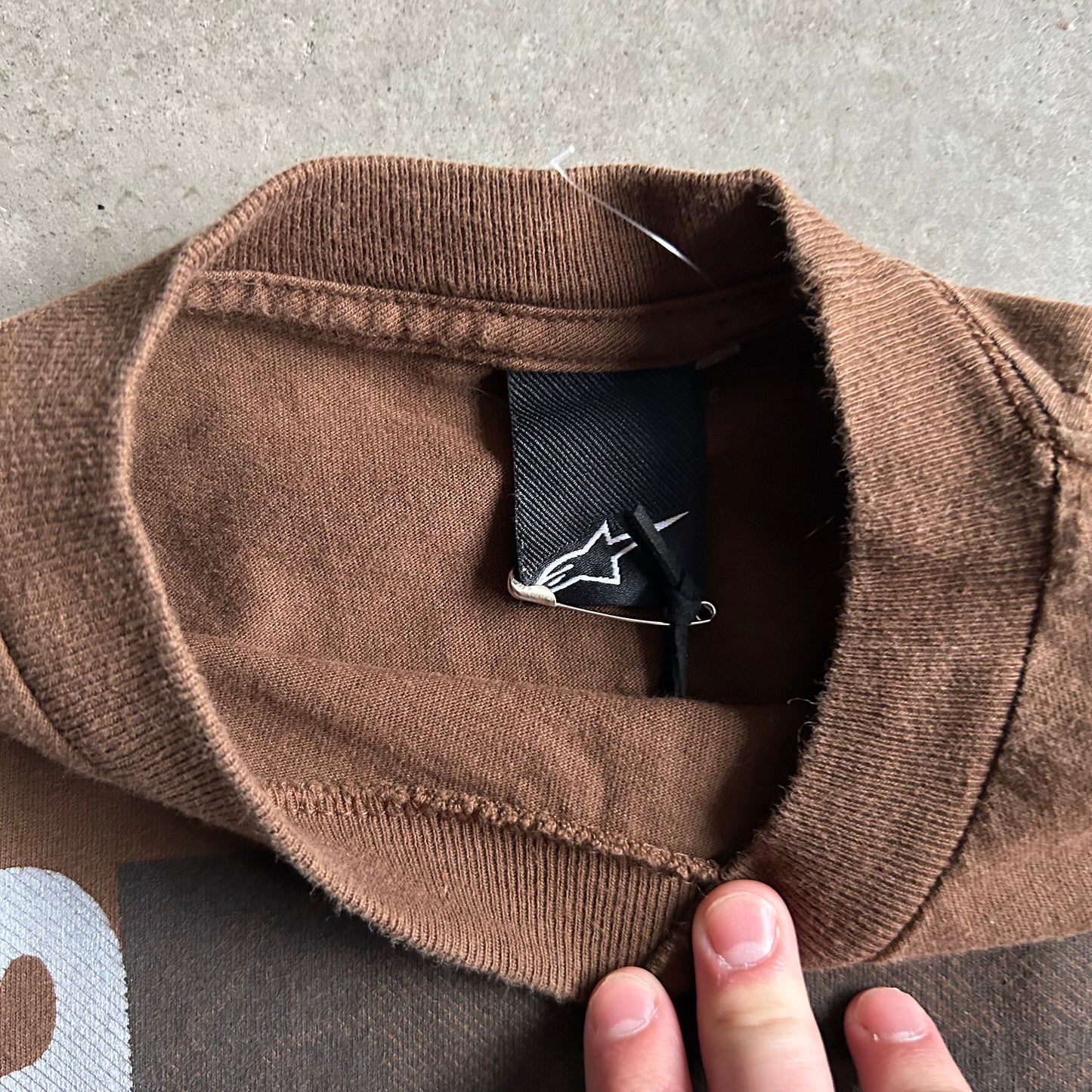 Vintage Alpinestars Brown Checkered Logo Tee