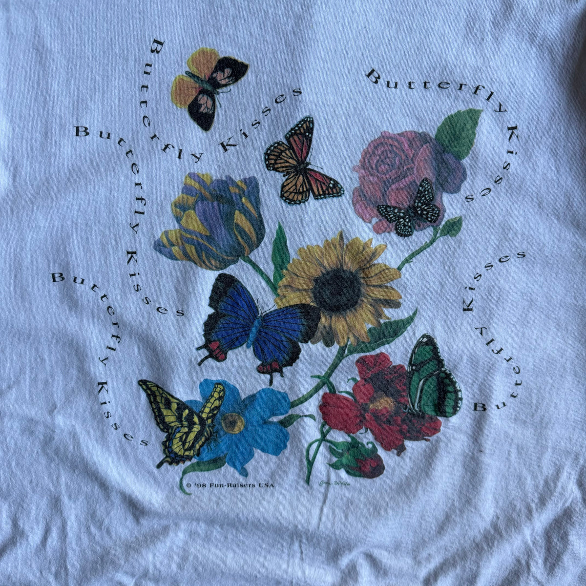 Vintage “Butterfly Kisses” Butterflies & Flowers Tee