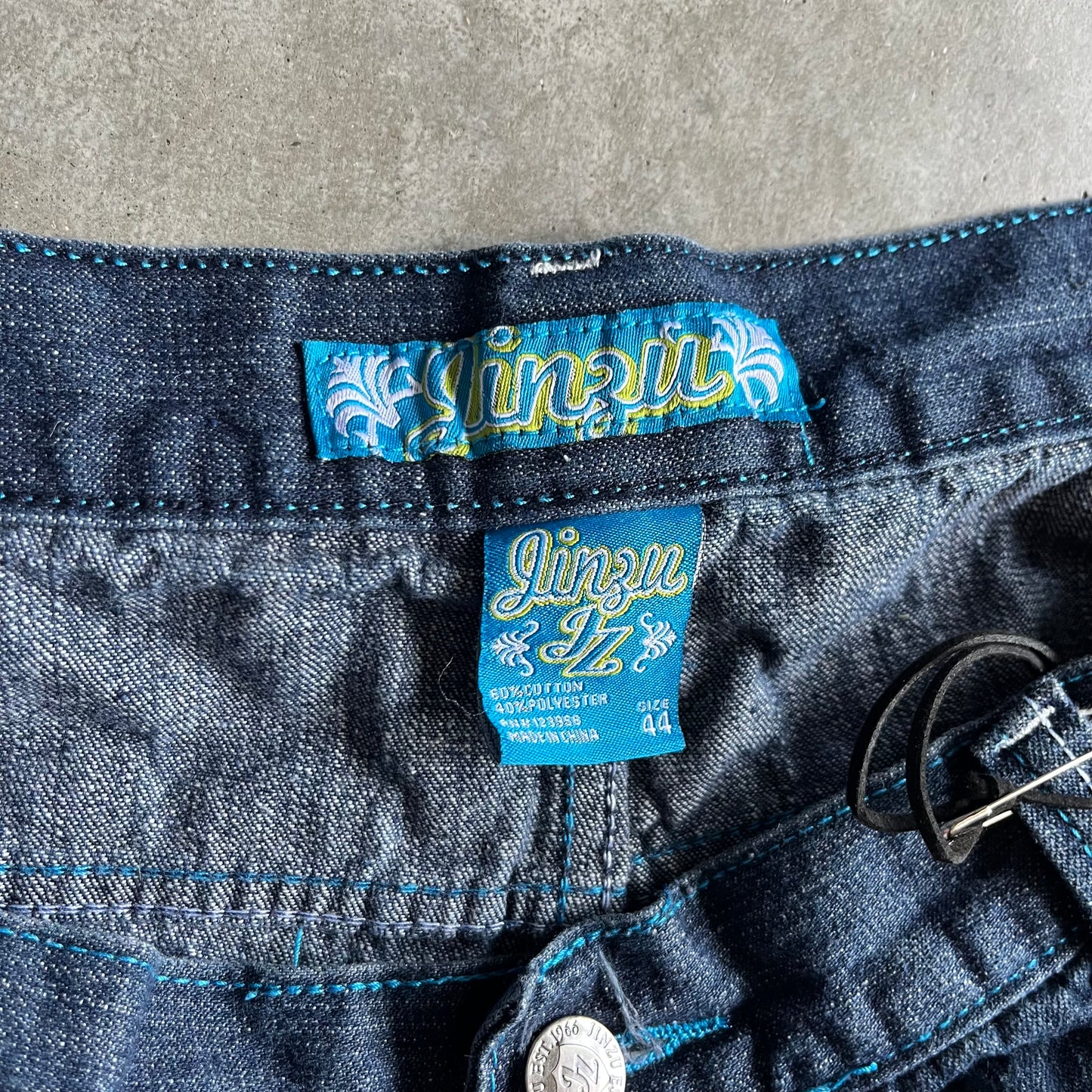 Y2K Jingu Blue Stitch Indigo Jorts