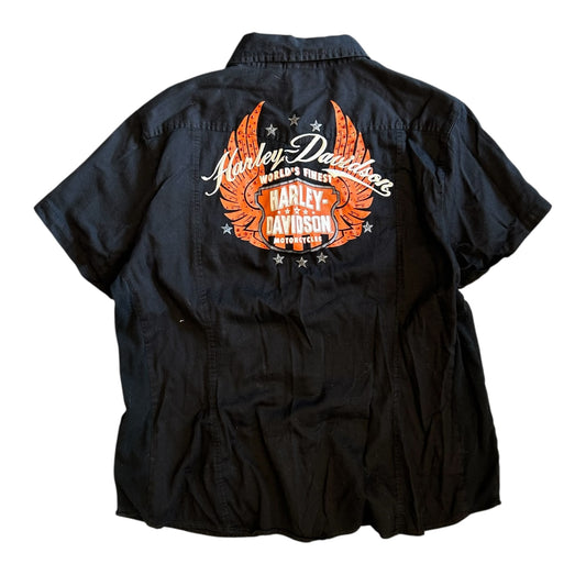 Y2K Women’s Harley Davidson Black Button Up Shirt