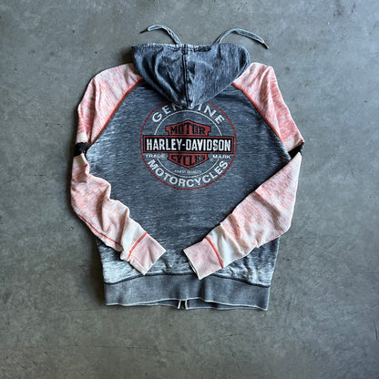 Y2K Harley Davison Women’s Rhinestone Logo Zip-Up
