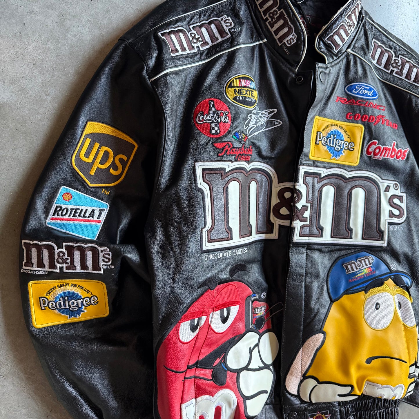 JH Design Leather M&Ms NASCAR Racing Jacket