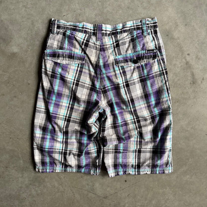 Y2K Southpole Purple/White/Black Plaid Jorts