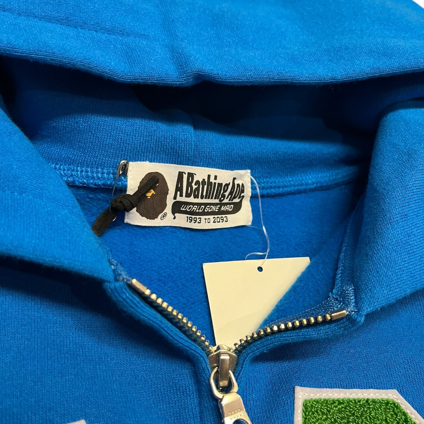 A Bathing Ape Woman’s Chenille Spell Out Zip Up Blue