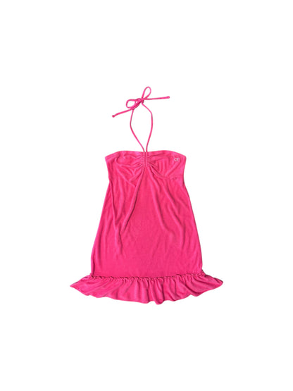 Women’s Y2K OP Hot Pink Terry Cloth Mini Halter Dress