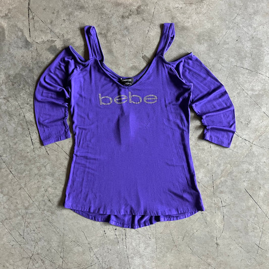 Women’s Bebe Off The Shoulder Purple Long Sleeve