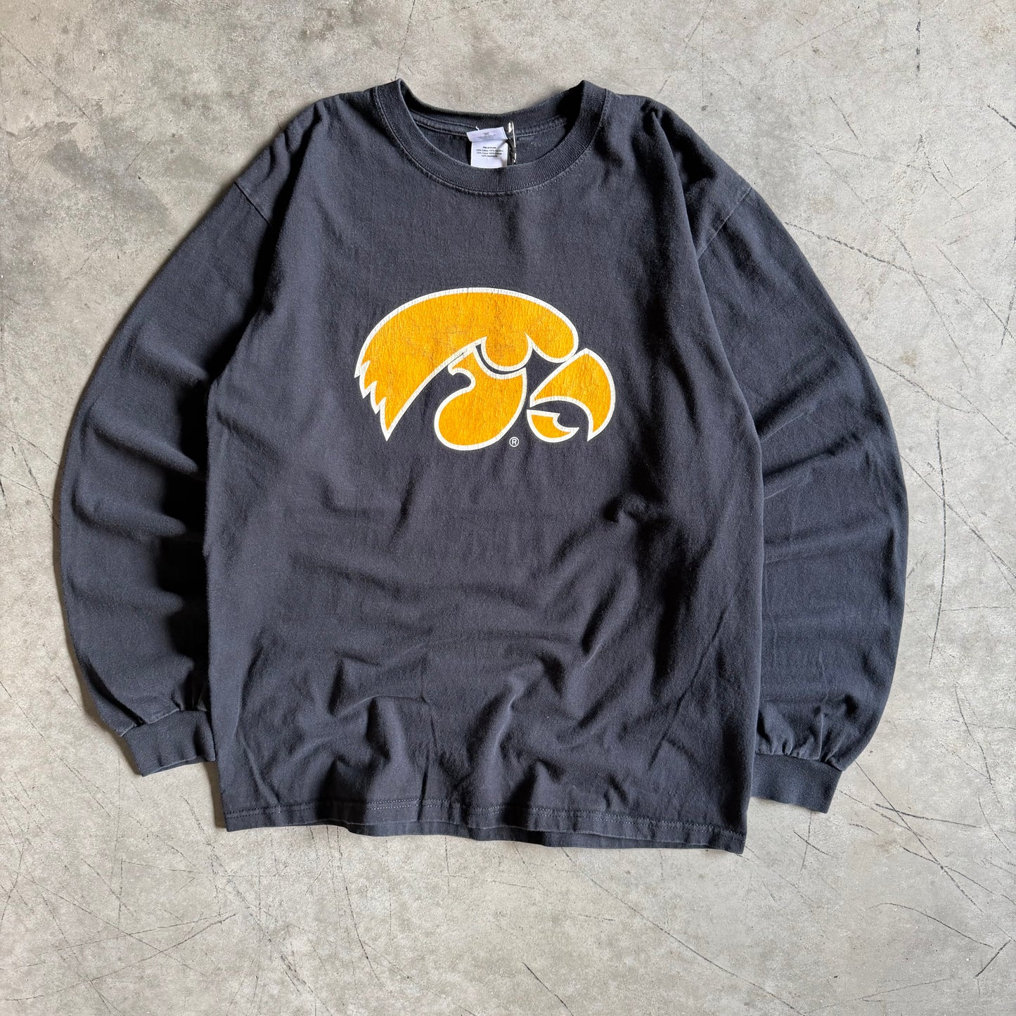 Vintage Iowa Hawkeyes Big Centered Logo Longsleeve