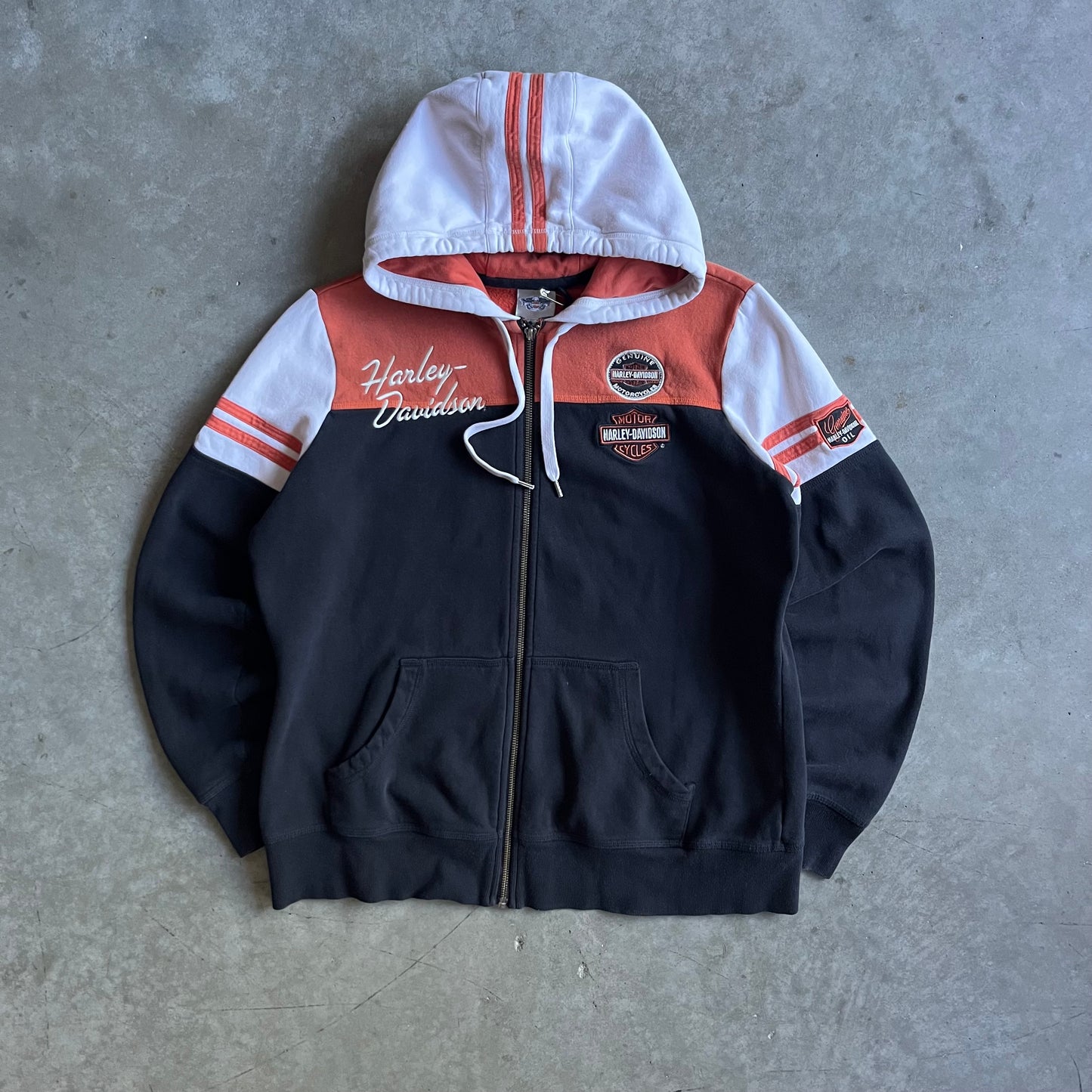 Y2K Harley Davidson Tri-Color Block Zip-Up