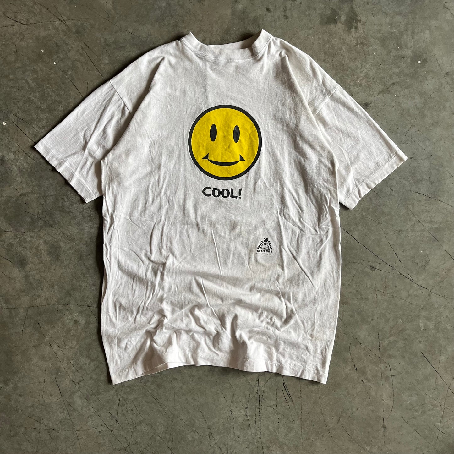 Vintage 2 Face Attitude “Cool!” Smiley Face Tee