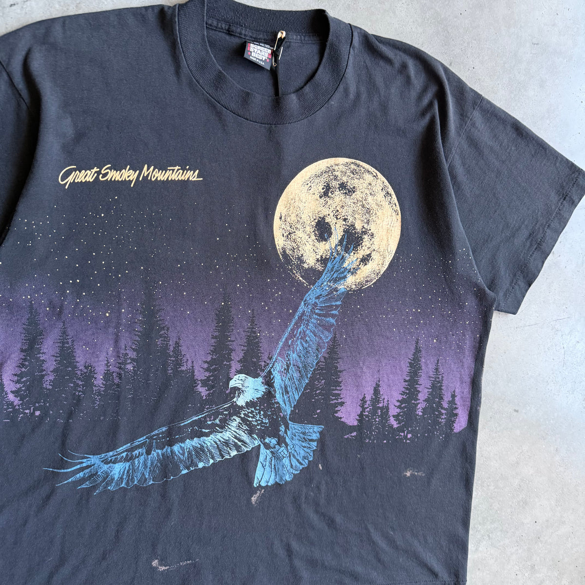Vintage Great Smokey Mountains Midnight Eagle AOP Tee