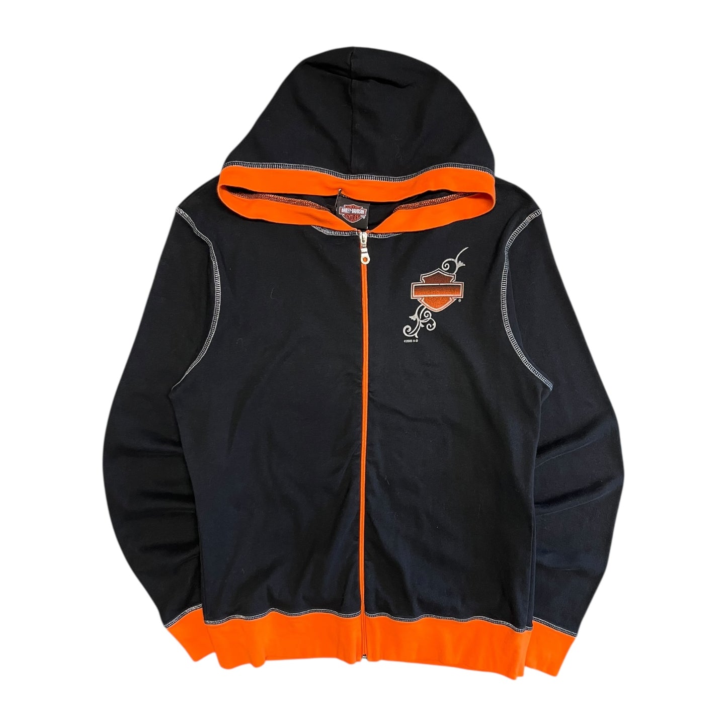 Women’s Harley Davidson Black And Orange Zipup