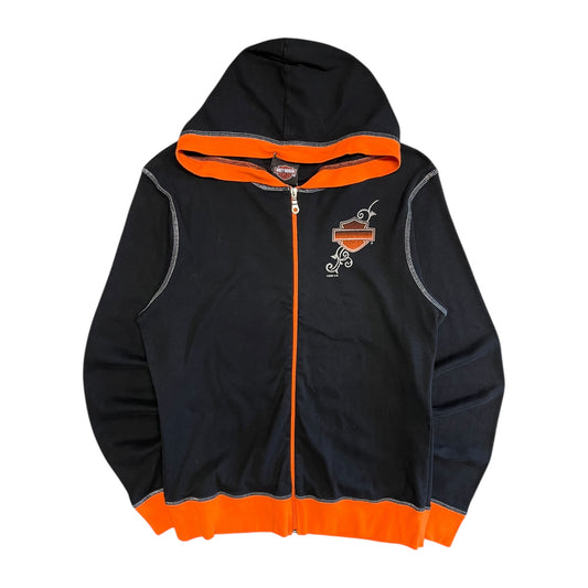 Women’s Harley Davidson Black And Orange Zipup