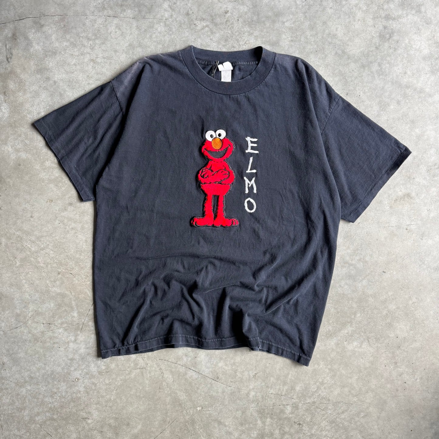 Vintage Elmo The Muppet Textured & Embroidered Tee