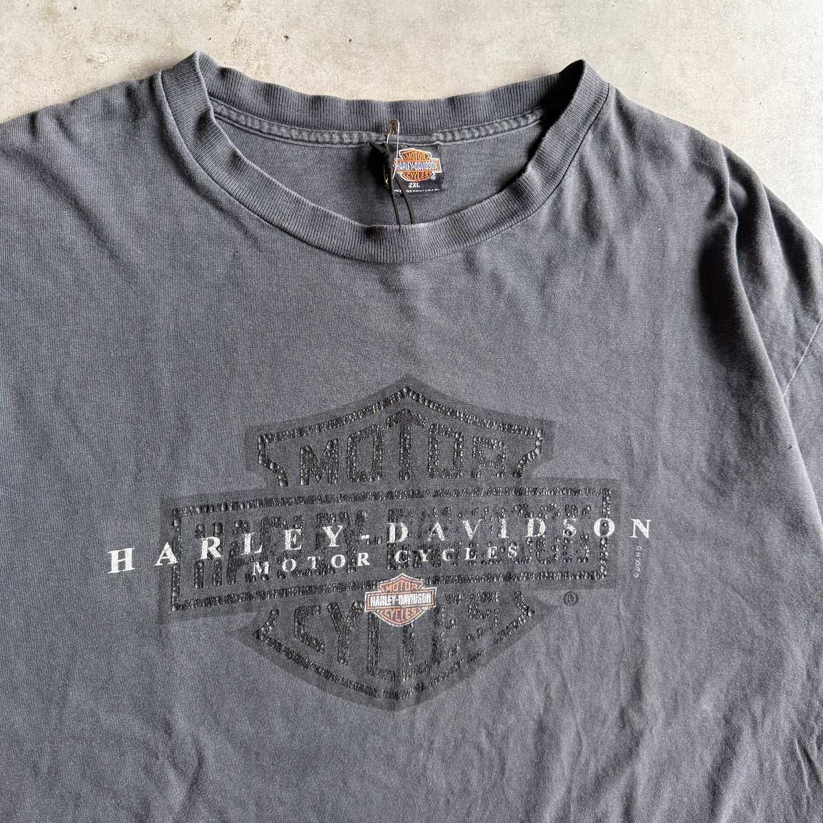 Harley Davidson Spell Out Over Emblem T Shirt