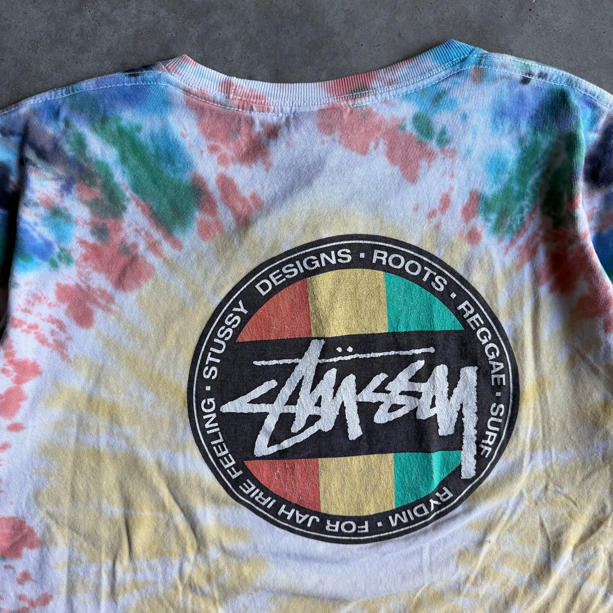 Y2K Stussy Tie Dye Big Back Logo Tee