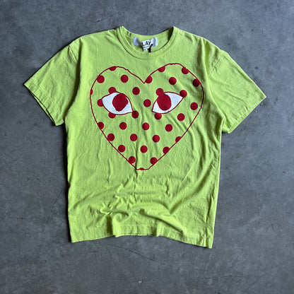 CDG PLAY Polka Dot Heart Tee - Green