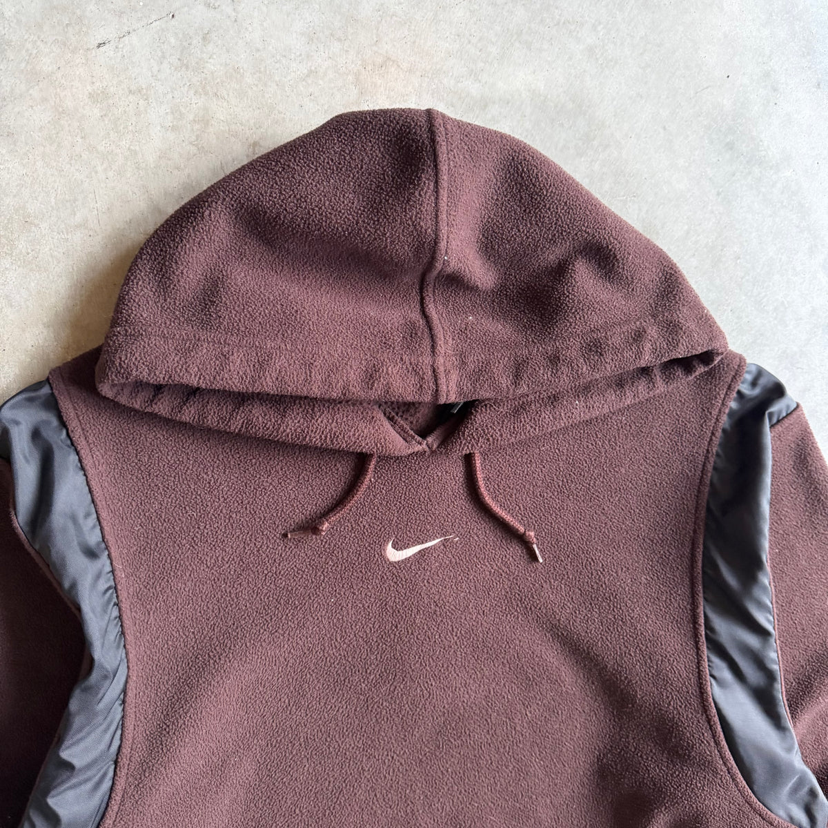 Vintage Nike Chocolate Brown Fleece Double Swoosh Hoodie