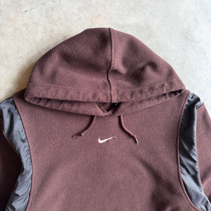 Vintage Nike Chocolate Brown Fleece Double Swoosh Hoodie