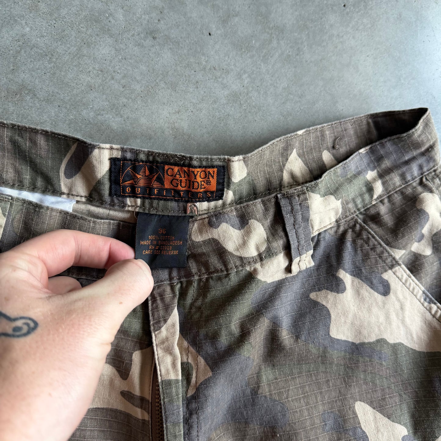 Vintage Canyon Guide Military Camo Cargo Shorts