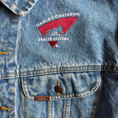 Vintage Lee Harley Davidson Dealer Systems Embroidered Denim Jacket