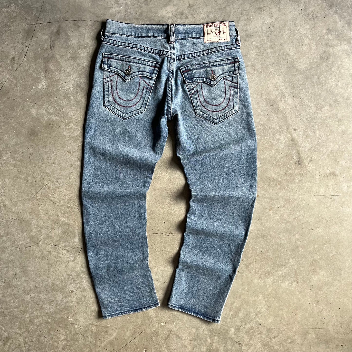 True Religion Geno Relaxed Red Thread Jeans