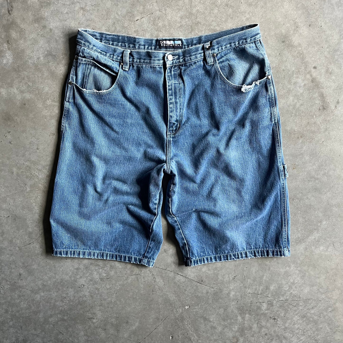Y2K Southpole Blue Graffiti Baggy Carpenter Jorts