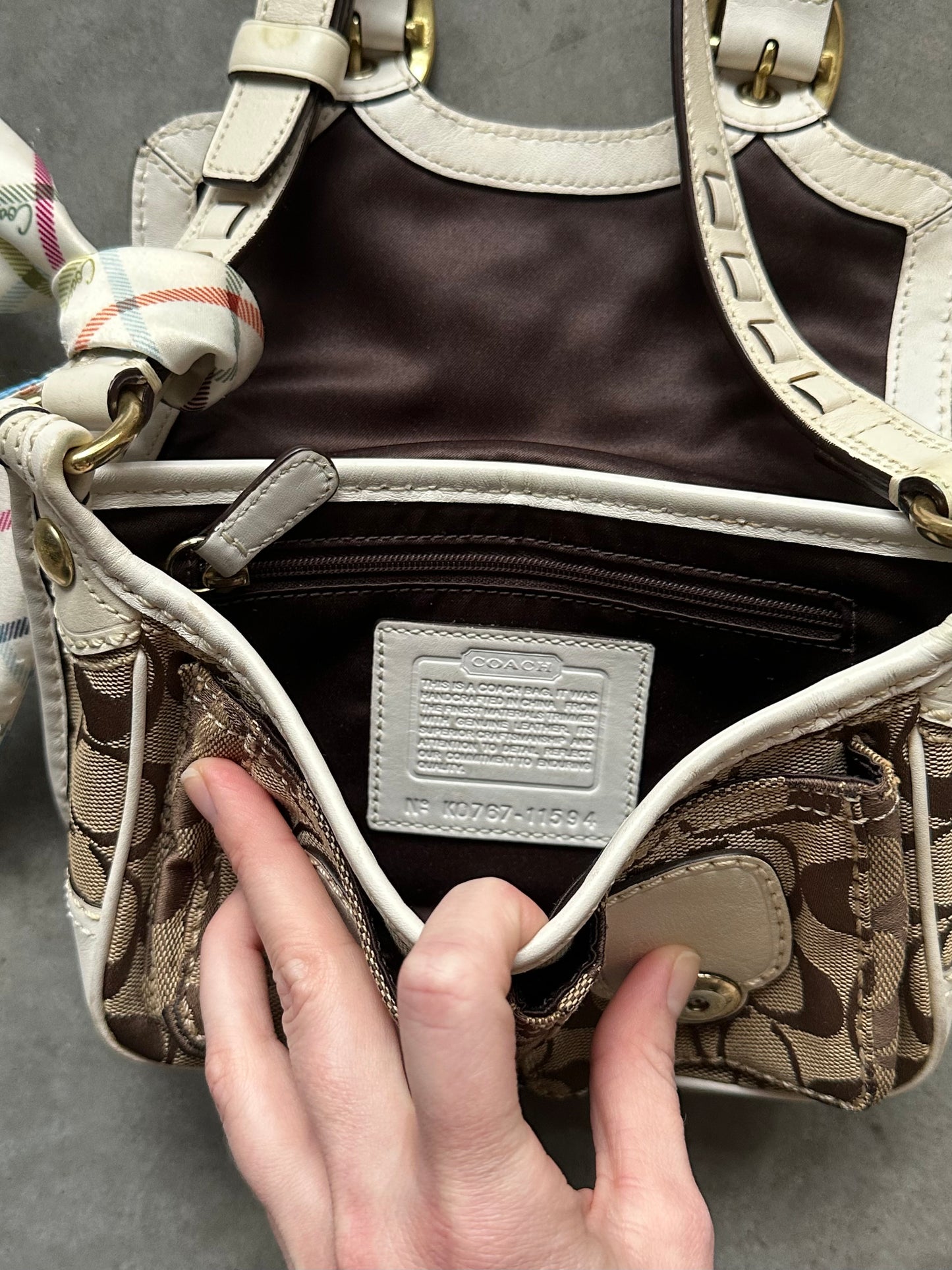 Coach Y2K Signature Mini Shoulder Bag Tan/White