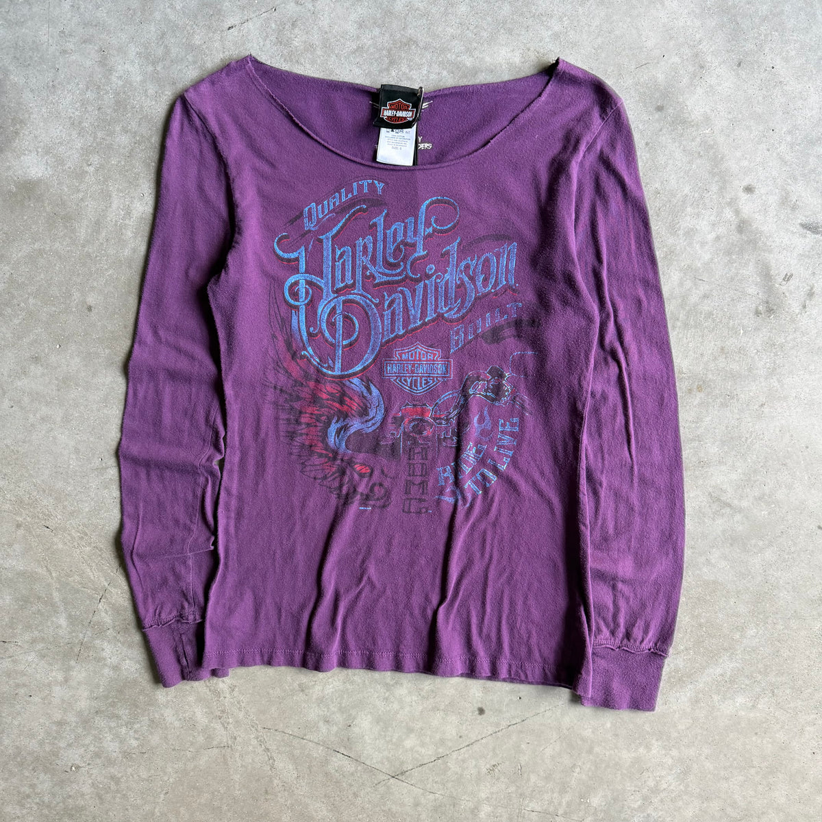 Y2K Harley Davidson Bike & Wing Spell-Out Longsleeve