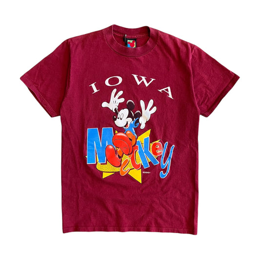 Vintage Iowa Mickey Mouse Burgundy T Shirt