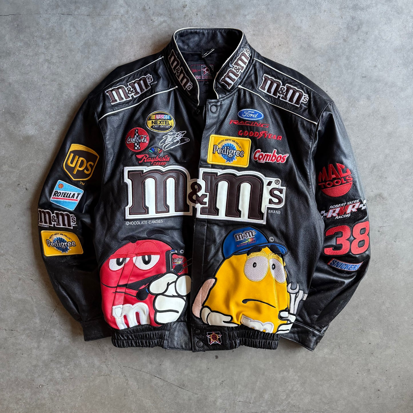 JH Design Leather M&Ms NASCAR Racing Jacket