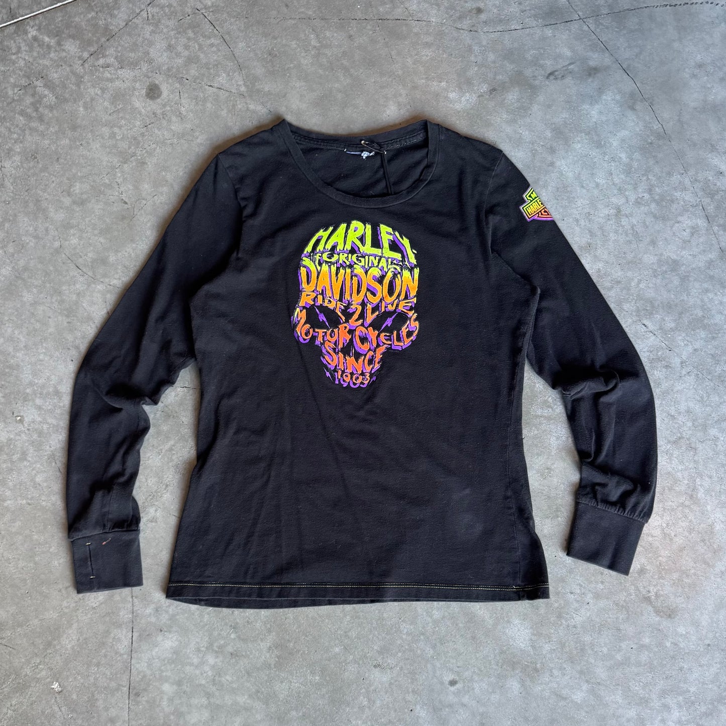 Women’s Harley Davidson Long Sleeve Rainbow Skull