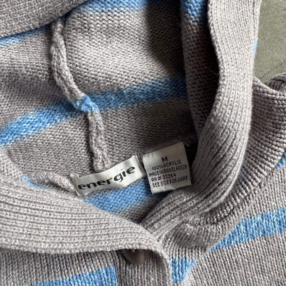 Women’s Vintage Energie Blue/Grey Grandpa Cardigan w/Hood