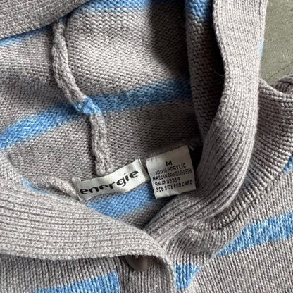 Women’s Vintage Energie Blue/Grey Grandpa Cardigan w/Hood