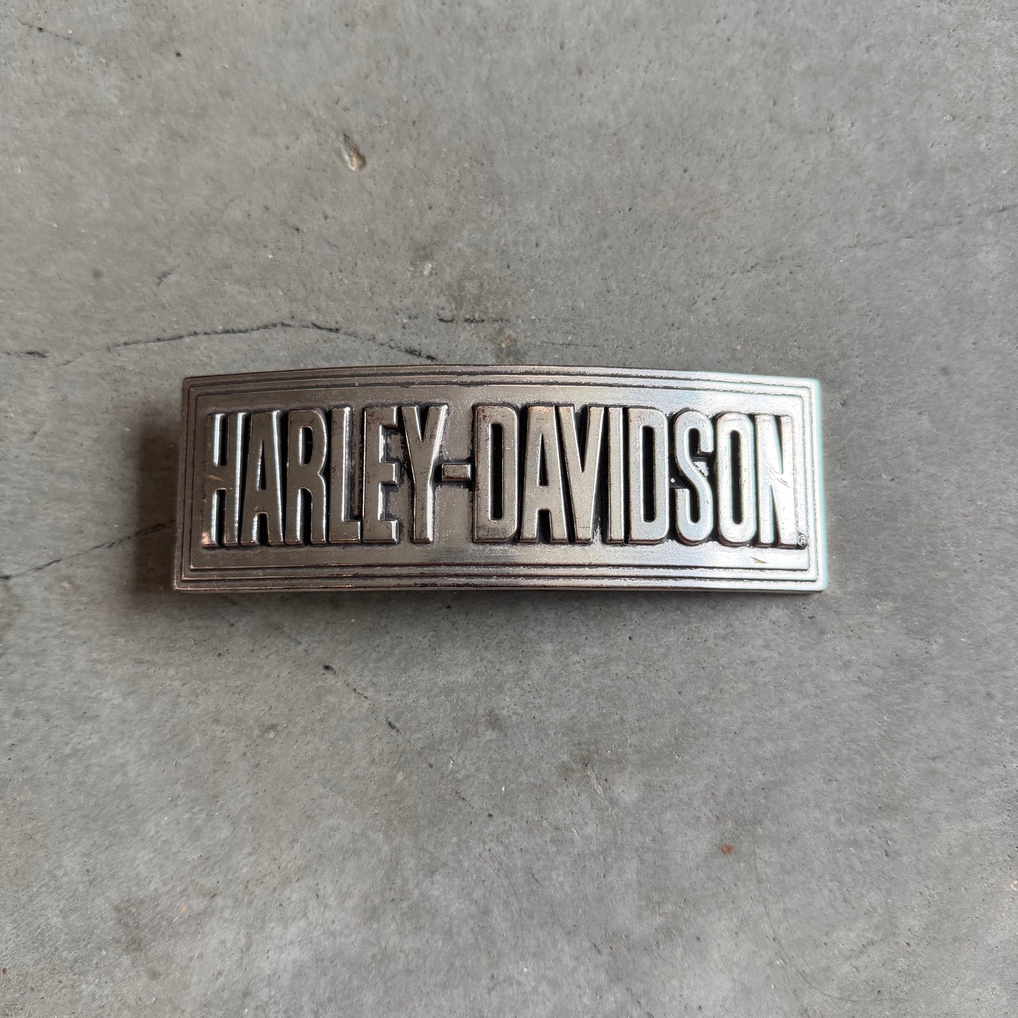 Harley Davidson Spell Out Curved Rectangle Belt Buckle