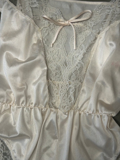 Women’s Vintage Cream Lace Teddy