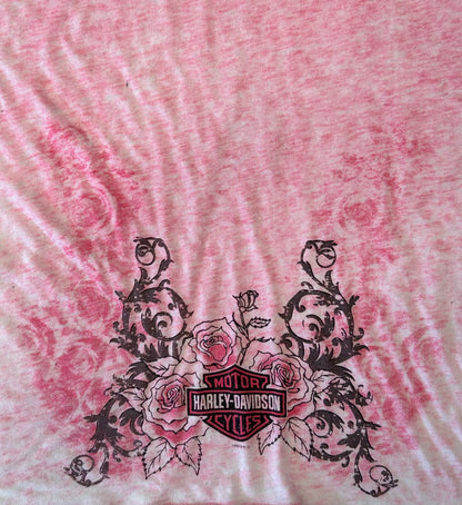 Women’s Harley Davidson Pink Acid Wash Long Sleeve With Bling Accents