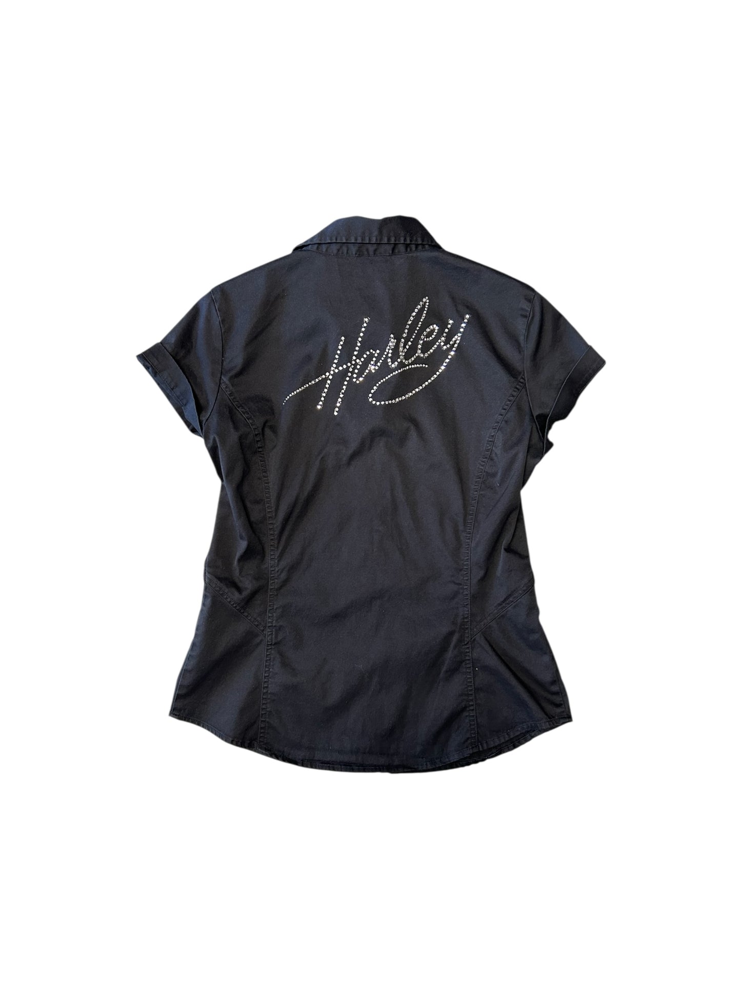 Women’s Harley Davidson Biker Short Sleeve Zipup
