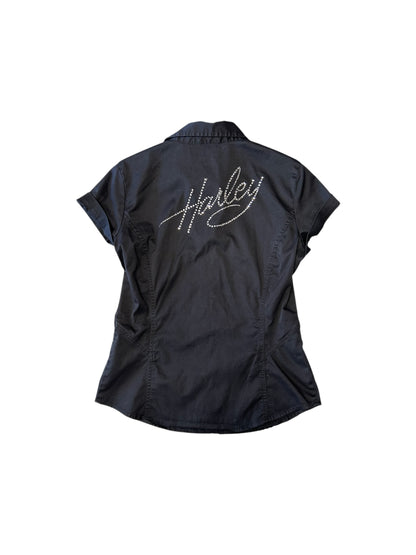 Women’s Harley Davidson Biker Short Sleeve Zipup