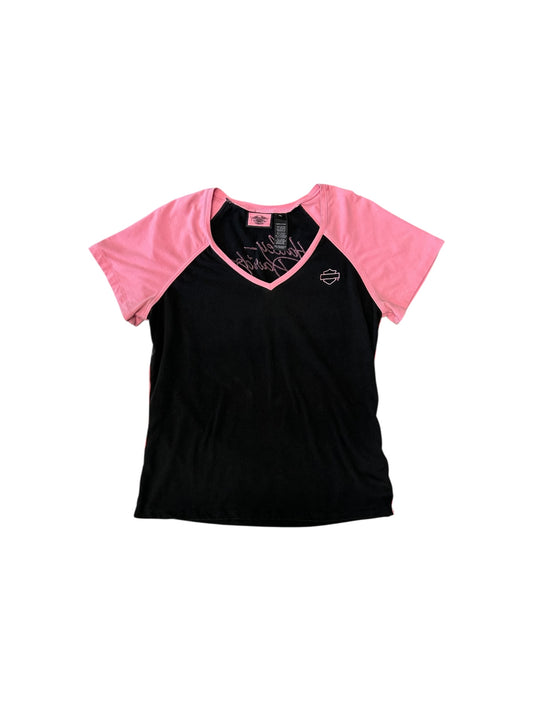Women’s Y2K Harley Davidson Pink And Black T-Shirt