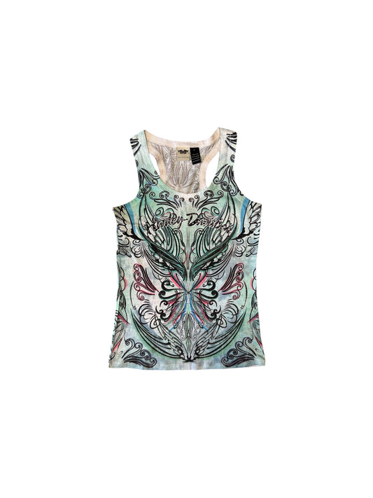 Women’s Y2K Harley Davidson Multicolored Tank With Bling Accents
