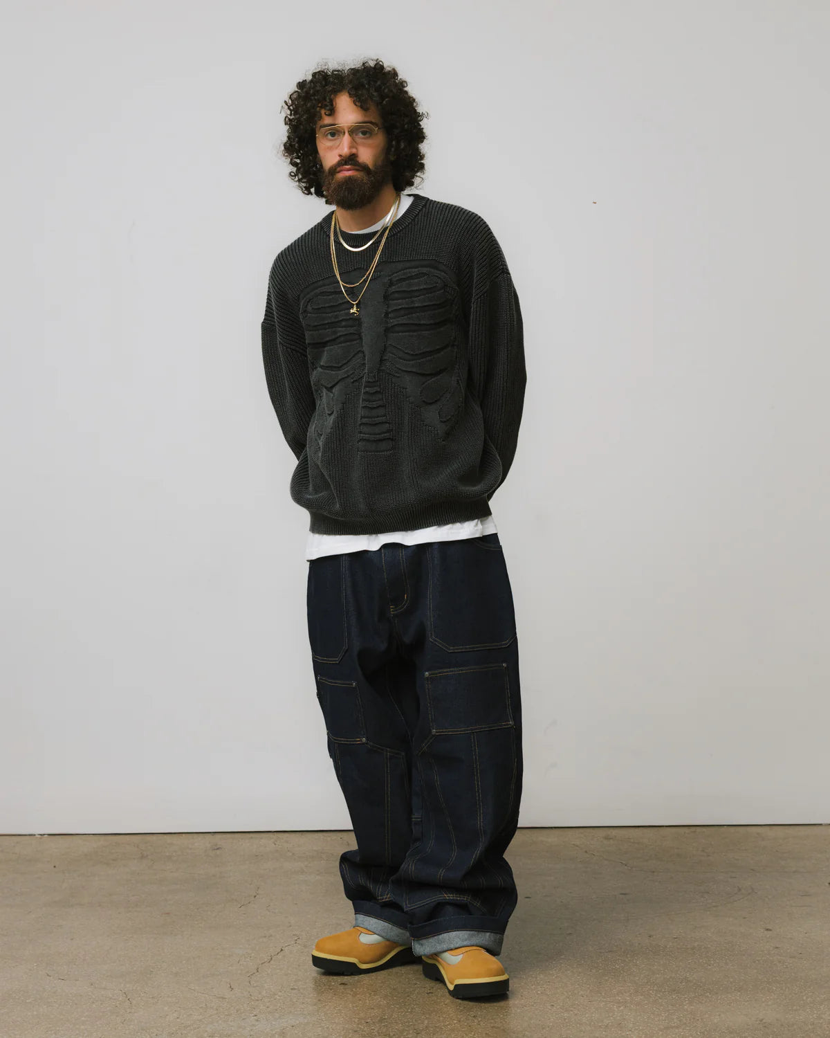 Brigade - Acid Wash Bones 3D Sweater