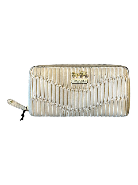 Coach Madison Gathered Leather Beige Accordion Zip Envelope Wallet