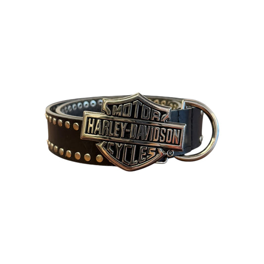 Harley Davidson Studded Leather Belt w Emblem Belt Buckle
