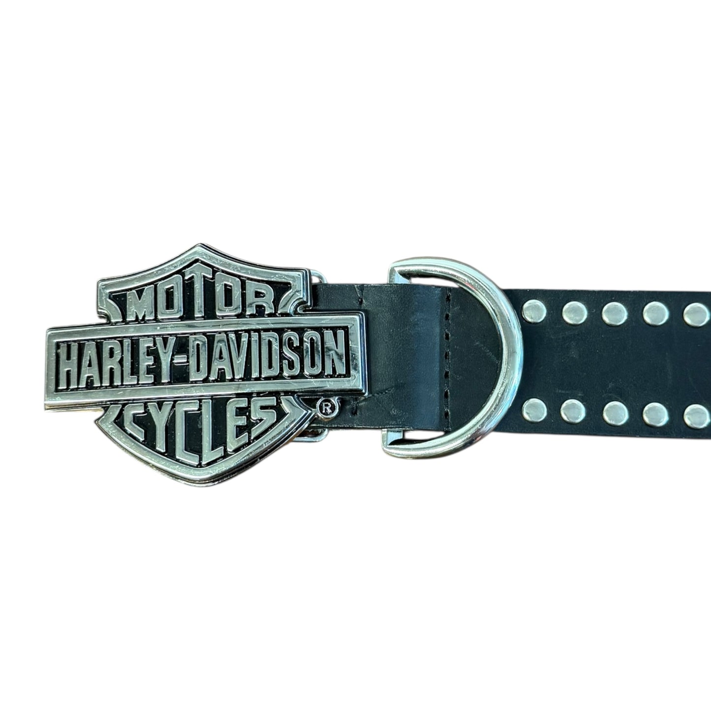 Harley Davidson Studded Leather Belt w Emblem Belt Buckle