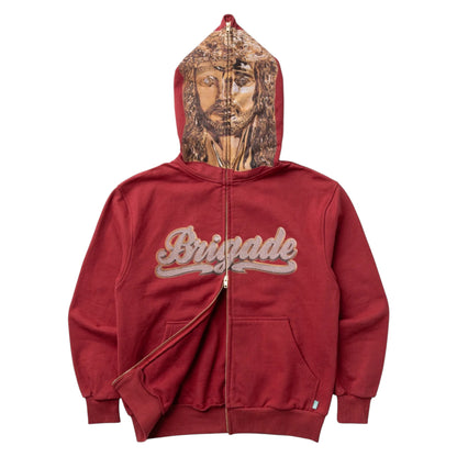 Brigade - Jesus Piece Full Zip Hoodie (Burgundy)