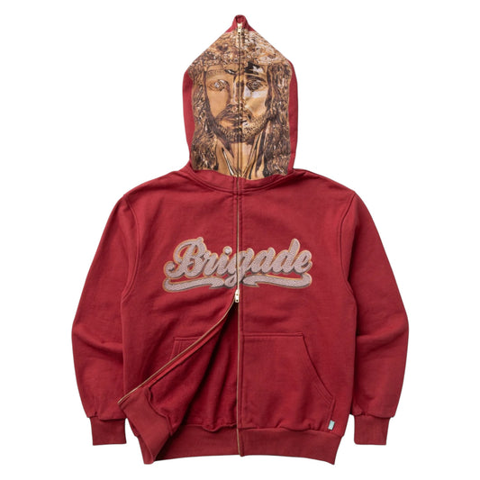 Brigade - Jesus Piece Full Zip Hoodie (Burgundy)