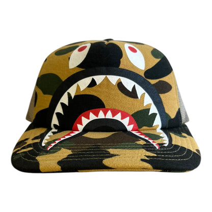 A Bathing Ape 1st Camo Shark Trucker Hat Yellow