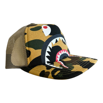 A Bathing Ape 1st Camo Shark Trucker Hat Yellow